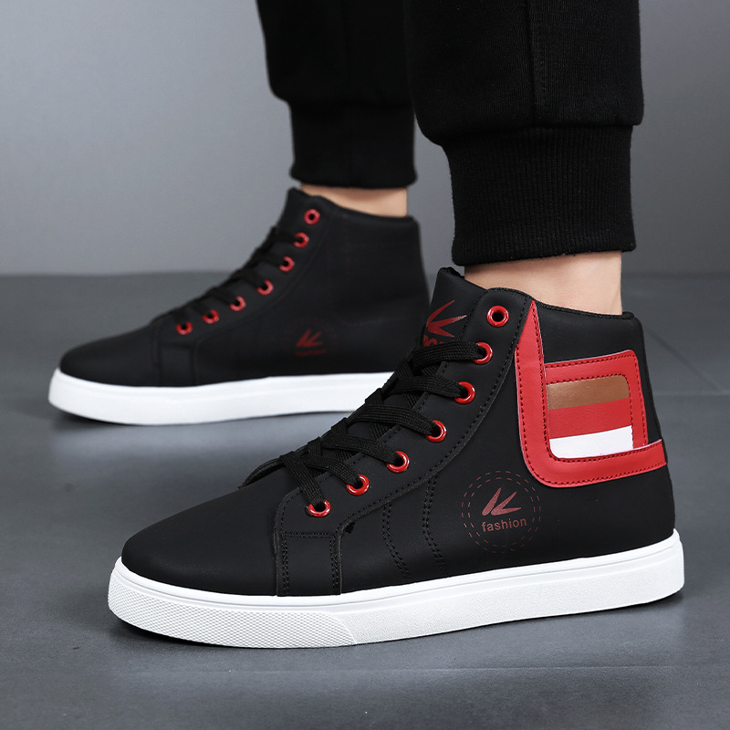 Men's Shoes 2024 Season New Men's High-top Shoes Men's Korean Style Fashionable Shoes White Sneakers Student Sports Casual Shoes Fashionable