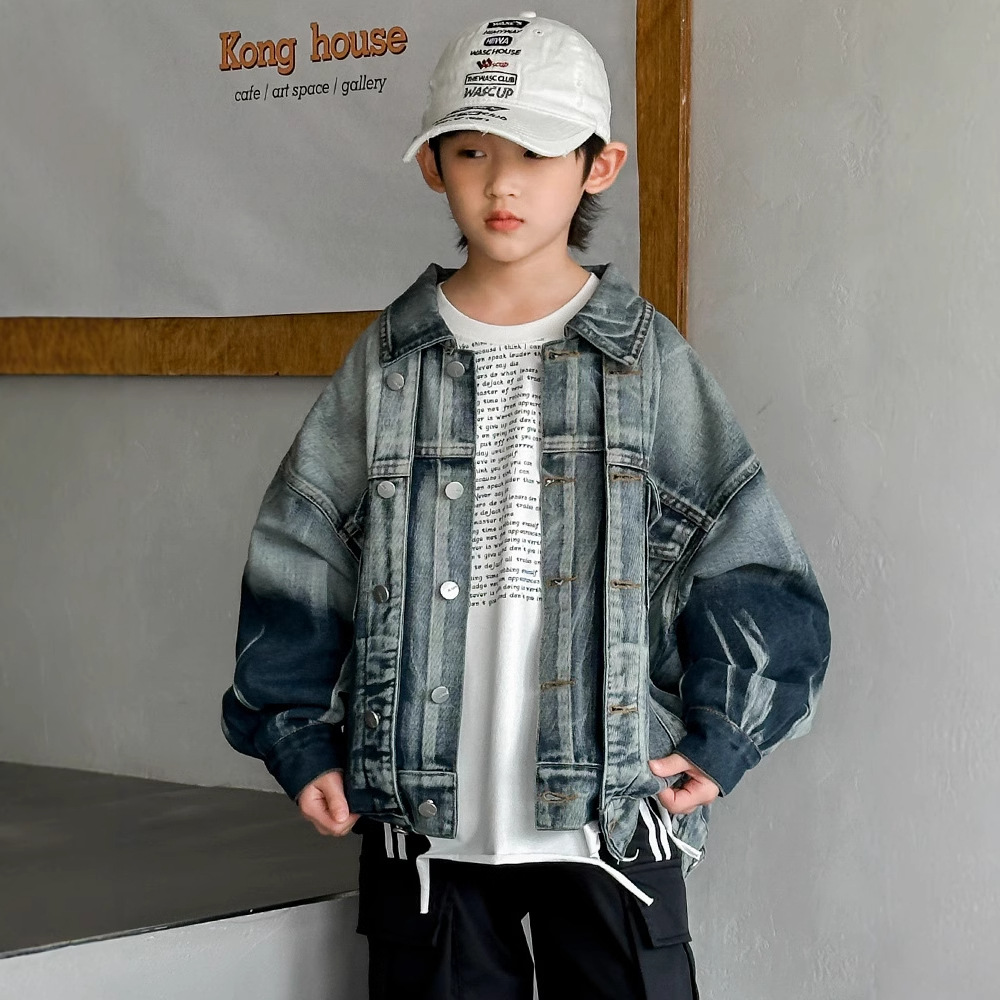 Boys' Denim Jacket Spring and Autumn 2025 New Western Style Children's Spring Jacket Korean Style Medium and Large Children's Wear Spring