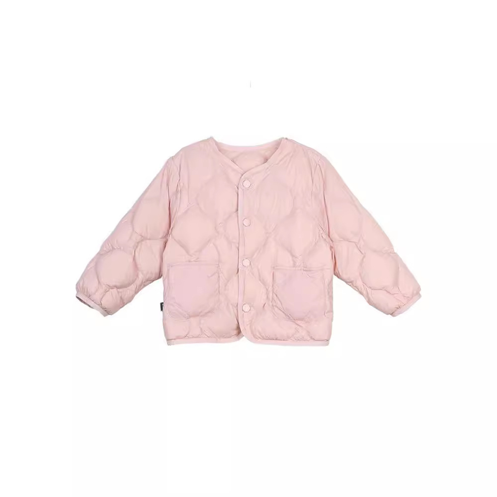 Picture of Girls' Light Imitation down Jacket, Baby Girl's Long and Short Style, 2025 Spring New Style, Kidsren's Fashionable Pure Color Jacket