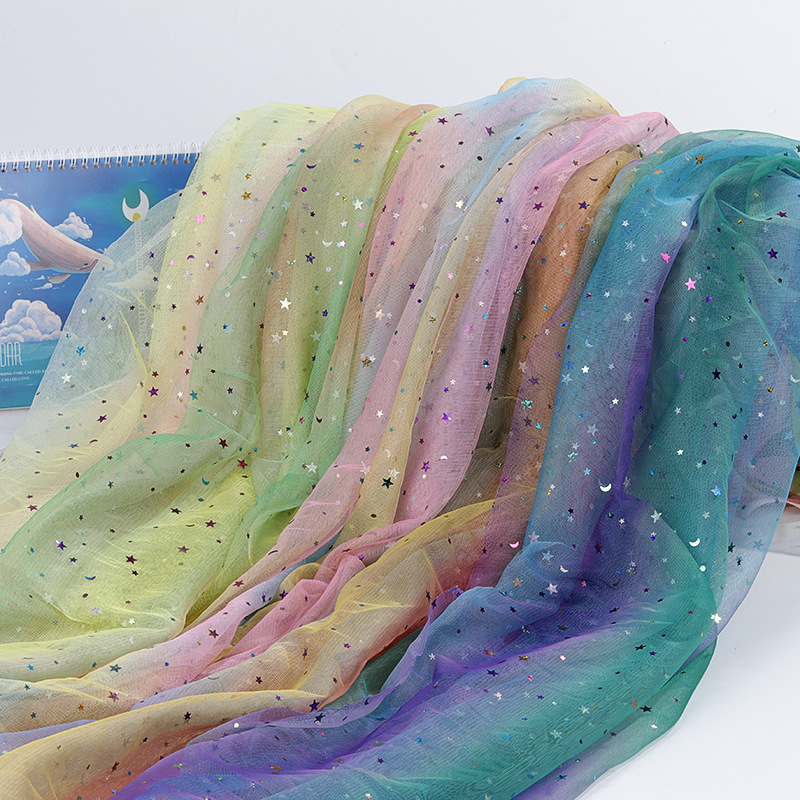 Scattered Tulle Yarn American Mesh Star Mesh Gauze Love Sequin Bronzing Fabric Mesh Sequin Fabric