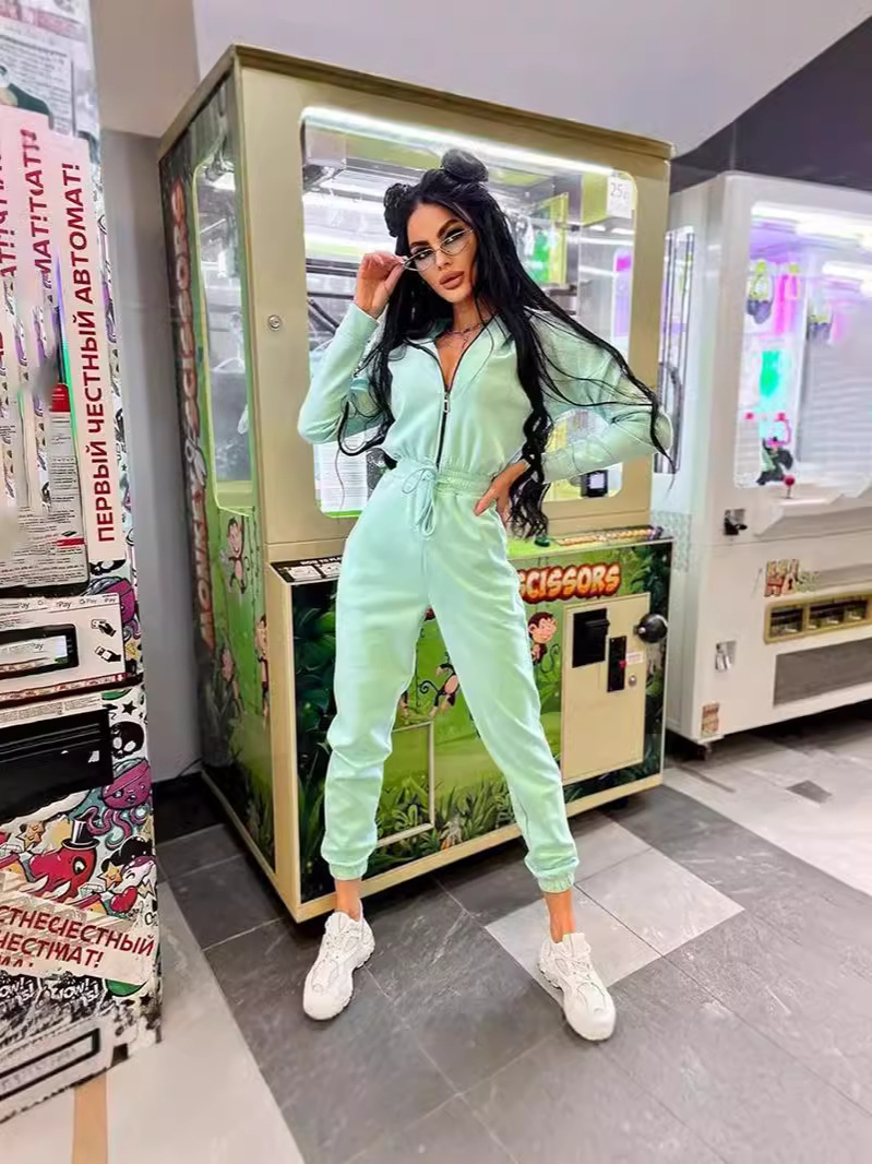 Cross-border Best Selling 2024 Amazon ebay Sports Casual Women's Clothing Hooded Rope Leg Jumpsuit suit