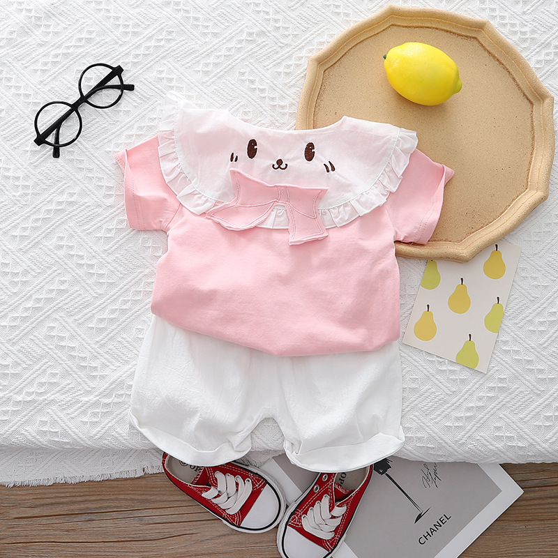 Picture of Baby Girl's Summer Fashionable Western Style Short-Sleeved Suit Children's Large Lel Summer Clothes Two-Piece Set Girls' Fashionable Outer Wear