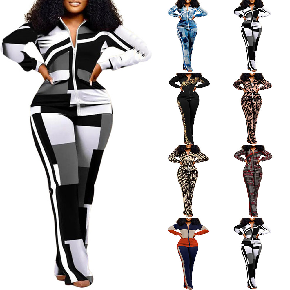 Cross-border Amazon AliExpress independent station printing trend fashion women's clothing 2-piece in stock