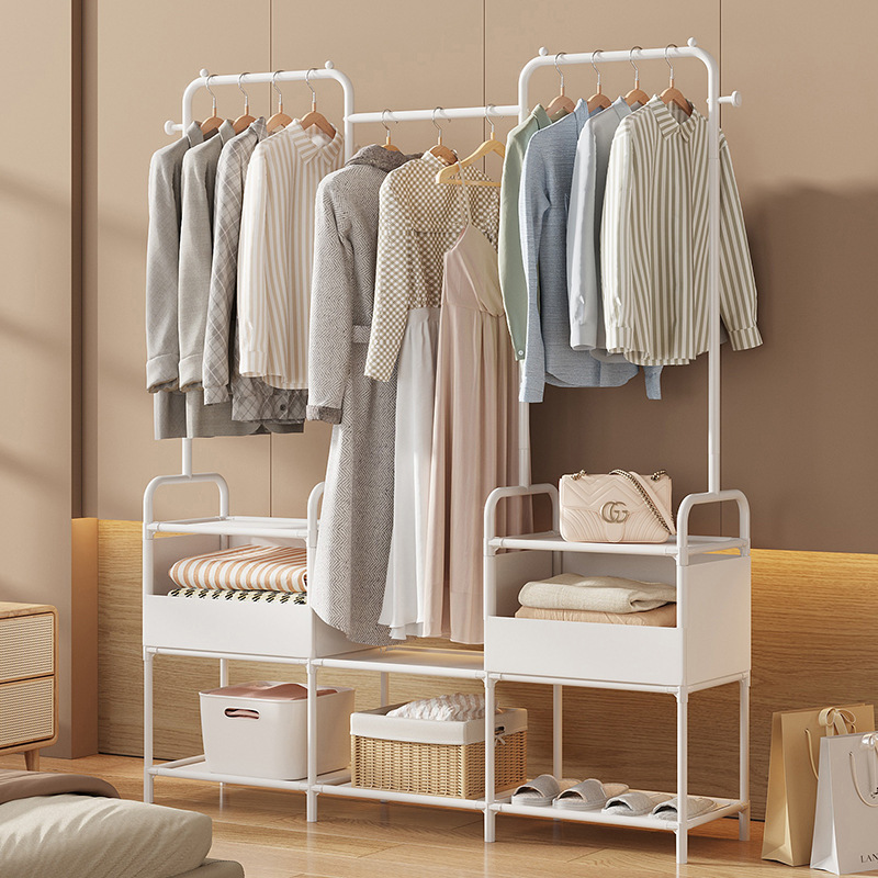 Wardrobe simple household bedroom iron frame thickened reinforced rental room storage wardrobe durable simple modern