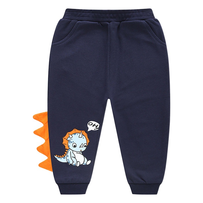 2025 New Children's Autumn Boys Korean Style Dinosaur Cartoon Long Pants Baby Cotton Sports Pants Children's Clothing Wholesale