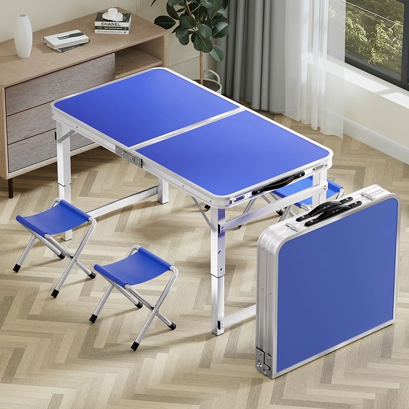 Folding table, night market stall, street stall table, household simple table, outdoor aluminum alloy camping picnic, folding table and chair