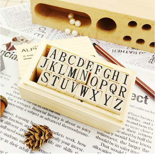Picture of Basic Hand Account Set Typewriter Font Seal Ming Dynasty Orthodox Alphanumeric Wooden Seal 36 Pieces