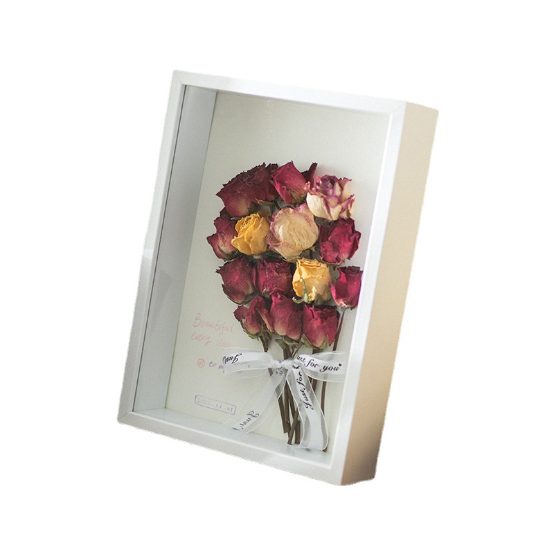 Picture of Stereo Hollow Glass Specimen Frame 7 Inch Handmade DIY Dried Flower Photo Frame Insect Clay Model Set Table Picture Frame Mounted