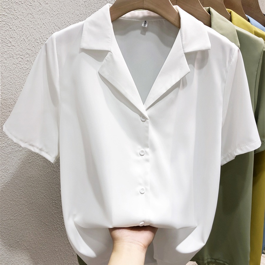 Women's white shirt Women's chiffon short-sleeved shirt summer 2023 New Spring interview professional shirt small shirt