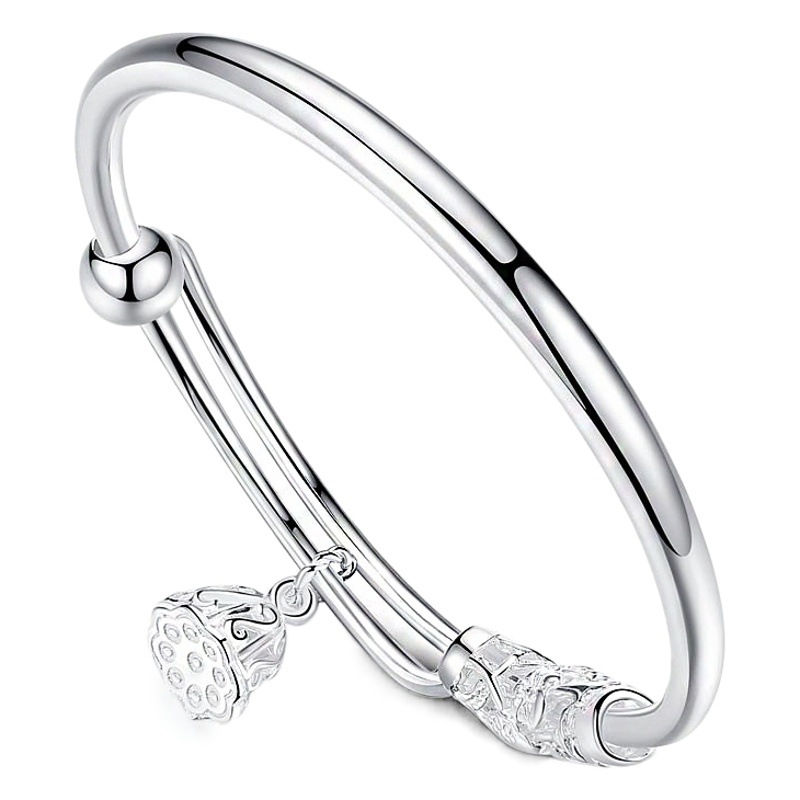 999 sterling silver bracelet women's fashion girl's Lotus silver bracelet tassel Mori series small fresh hand jewelry wholesale