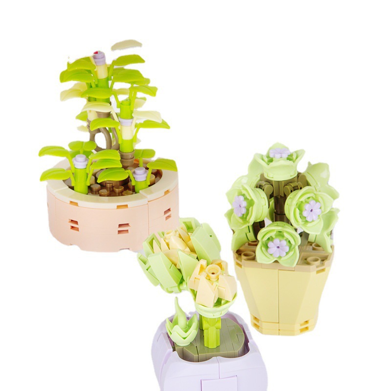 Picture of Compatible with Lego Brick Flower Mini Succulent Ornaments Cute Gifts Educational Assembly Toys Wholesale Dropshipping