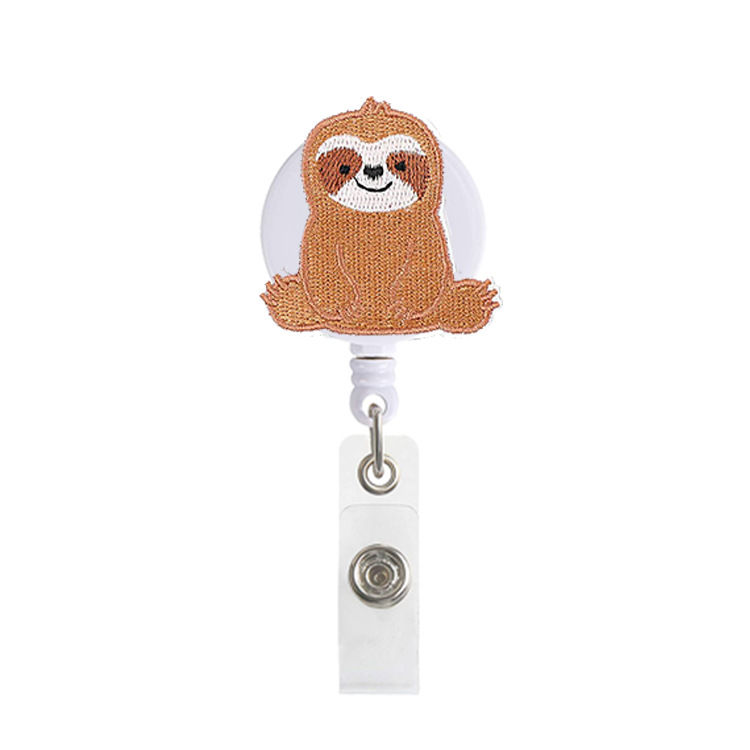 Picture of Amazon spot hot-selling felt embroidery sloth telescopic easy pull-up easy pull-up easy pull-up cloth sticker badge buckle
