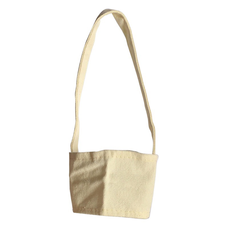 Crossbody hand-cranked beverage cover small pocket spot canvas shopping bag milk tea cartoon straw cup cover can be printed LOGO