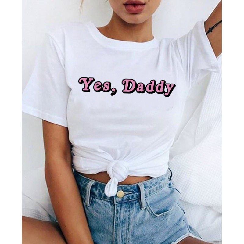 Cross-border T-shirt Women's Short-sleeved Loose One Piece Shop Goods Women's 2021 Spring T-shirt Letter Dad Printed Clothes Women's Clothing