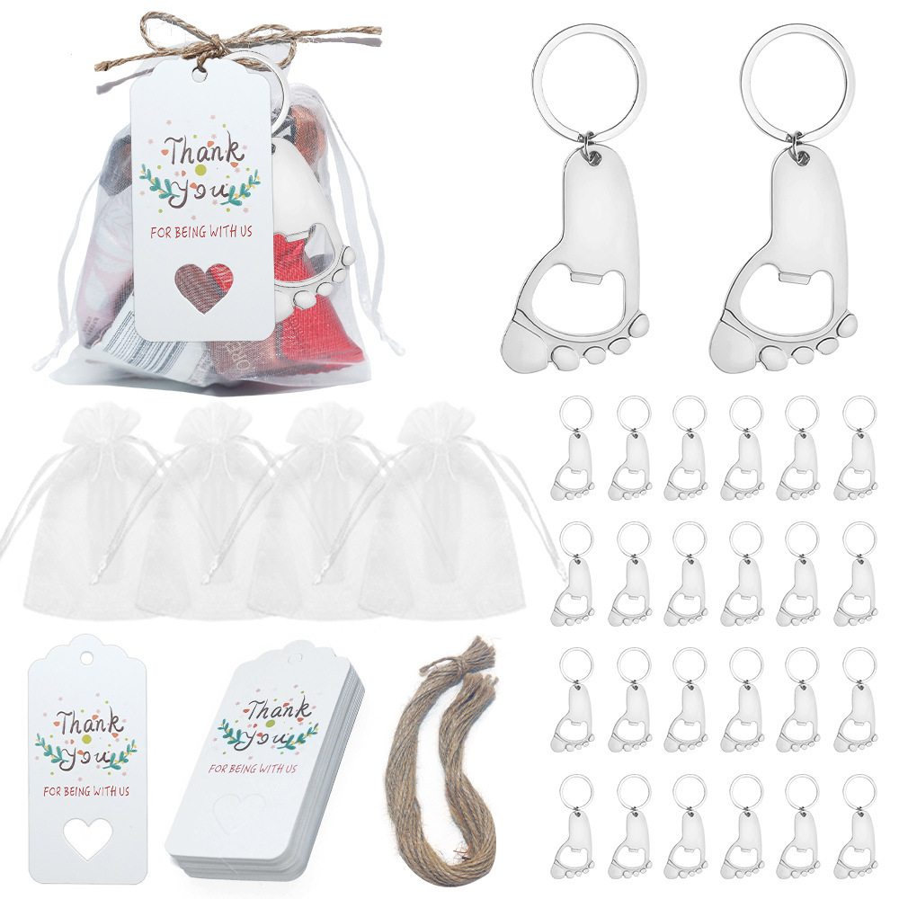 Cross-border Creative Baby Baptism Set Foot Bottle Opener Candy Box Appreciation Birthday Full Moon Baptism Communion Gift