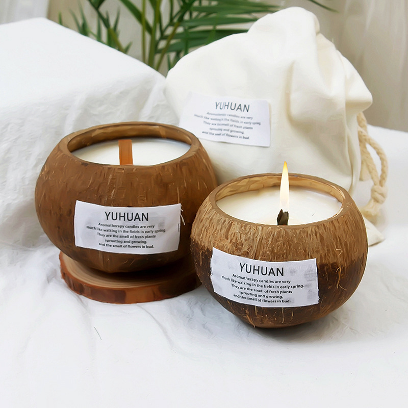 Picture of Coconut shell scented candle wholesale cross-border smokeless incense handmade coconut wax fragrance fragrance holiday gift