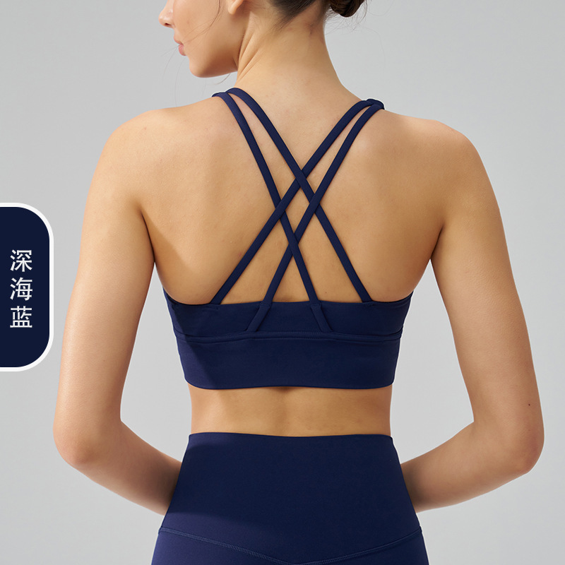 Picture of 2022 new double-sided brushed cross back sports underwear shockproof push up yoga sports bra fitness vest