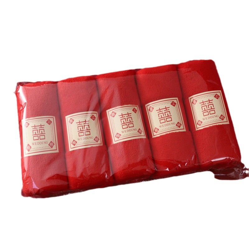 Picture of Coral Fleece Wedding Red Towel Wedding Wedding Wedding Gift Towel Happy Character Pearl Bear Couple Red Towel