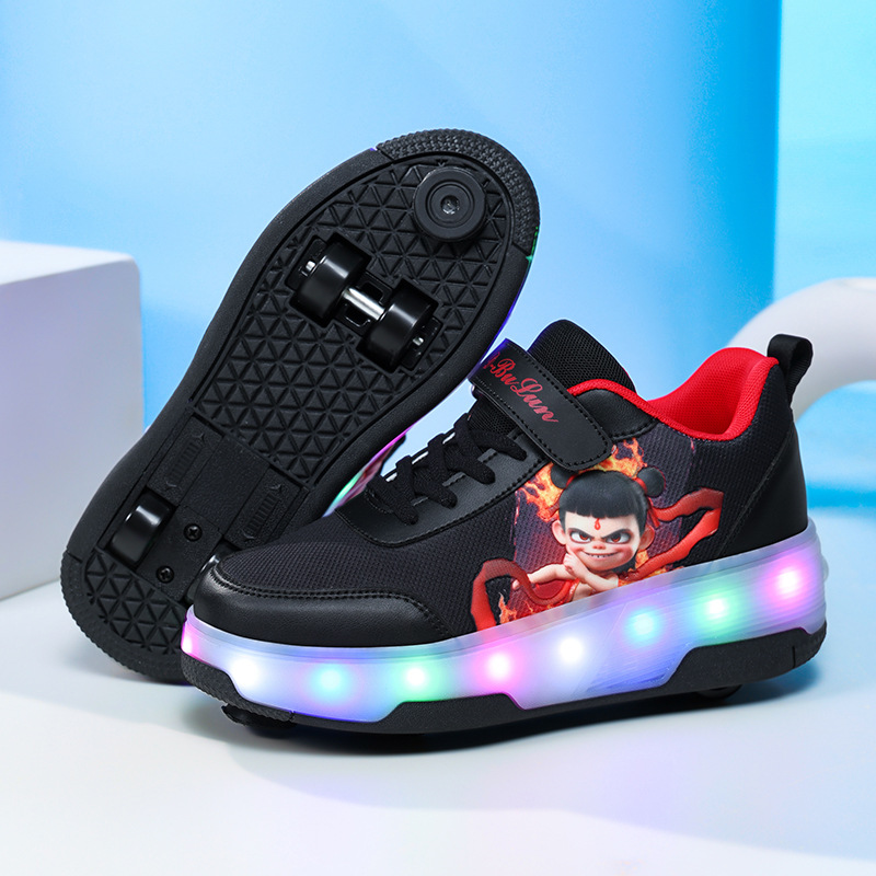Picture of 2025 new cross-border children's luminous shoes pulley heloo shoes boys with brake wheels skates student sports
