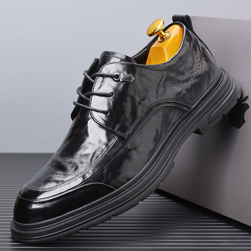Business Leather Shoes for Men 2025 New Handmade Classy Genuine Leather Casual Shoes for Men Trendyy Thick-Soled Flats Cowhide Men's Shoes