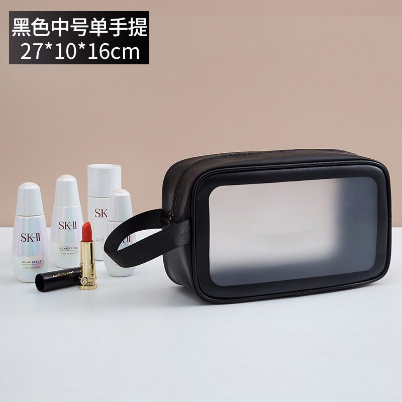 Picture of Transparent Cosmetic Bag PVC Wash Bag Three-Piece Set Translucent PU Frosted Bath Swimming Large Capacity Storage Bag for Women