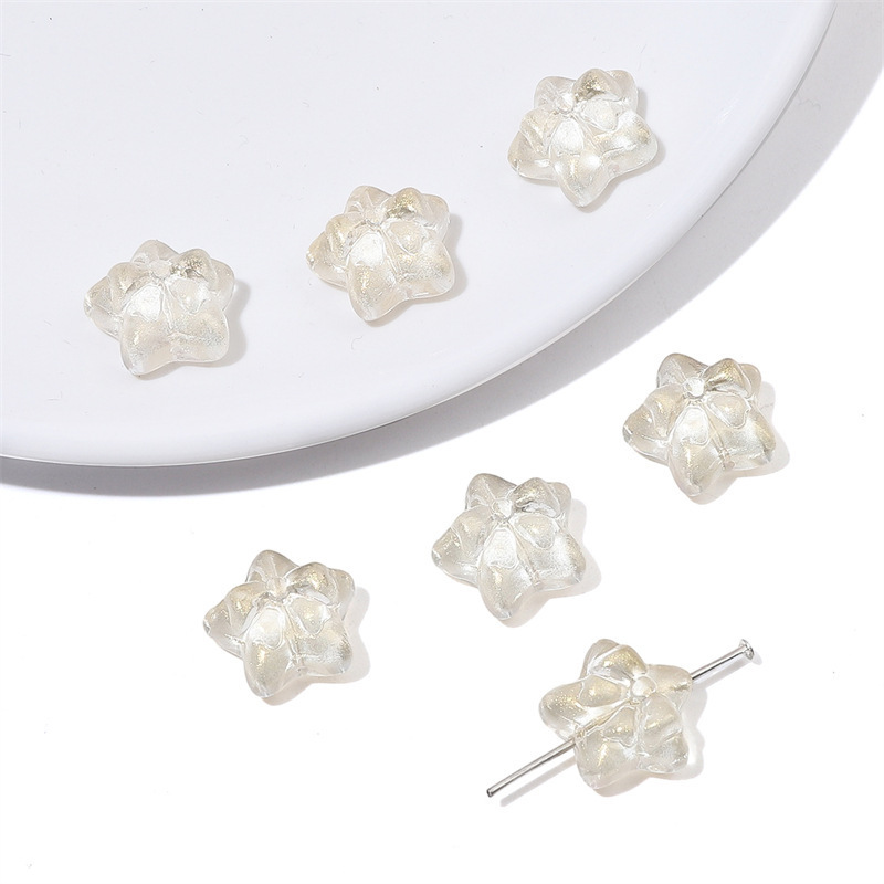Picture of colored glass five-pointed star bow beads loose beads handmade diy three-dimensional jelly beaded bracelet jewelry accessories