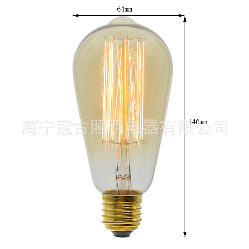 Picture of ST64 vintage tungsten filament bulb 40W decorative Edison bulb 60W antique silk bulb