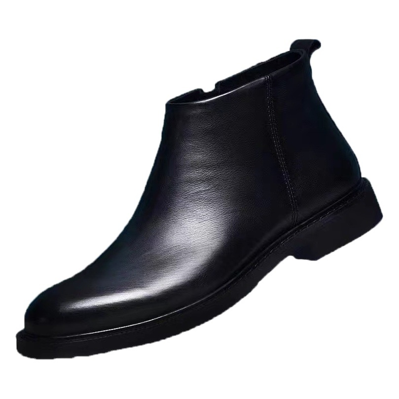 Men's Shoes Men's Leather Shoes Chelsea Boots Solid Color Ins European Style Joker Source Factory Supply Foreign Trade Winter