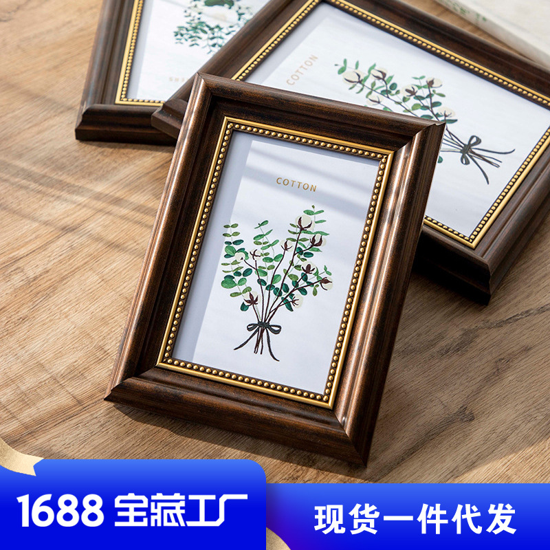 Picture of American photo frame table 6 inch 7 inch 8 inch 10 12 inch A4 retro photo frame wall hanging children's photo rack photo frame wholesale