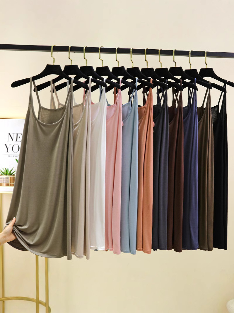 Modal Slip Skirt Women's Summer Outer Wear Anti-Transparent Vacant Skirt Lined Base dress Sleeveless Inner Casual Long Skirt