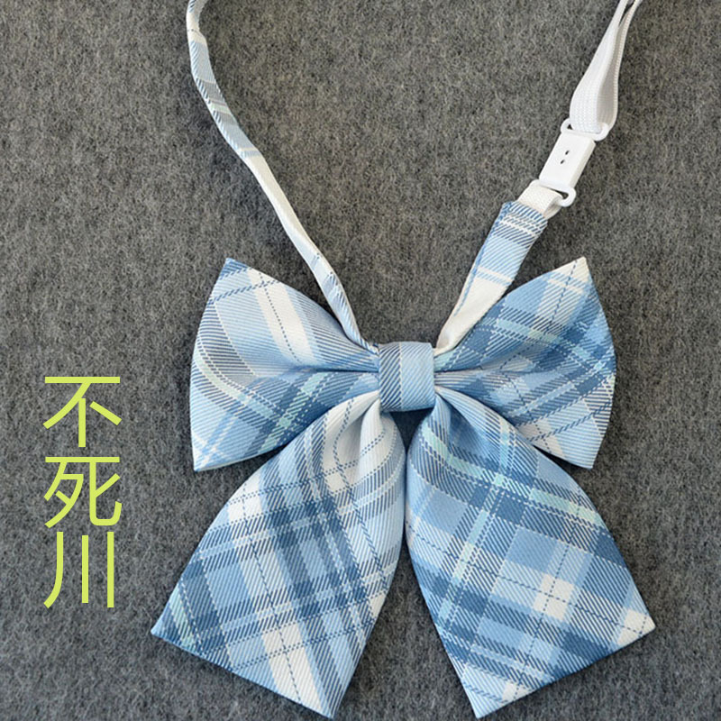 Picture of Hot-selling College Style Oka Pear Field Soot Black Bow Plaid Flat Horn JK Collar Bow Tie Shirt Accessories