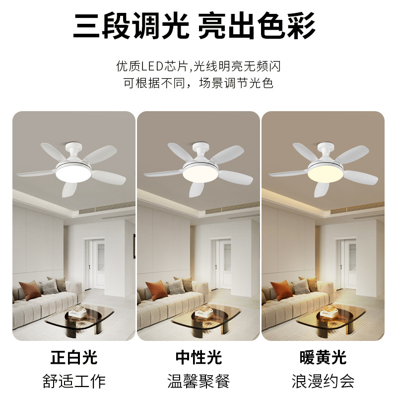 Picture of Cross-border round electric fan lamp e27 dining room bedroom headlight panel fan 32 inch wind living room fan lamp