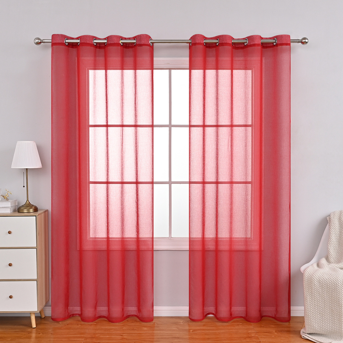 Picture of Cross-border solid color full Dolly window screen semi-shading curtains Amazon Meikeduo hot finished curtain wholesale