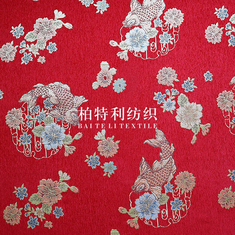 New Chinoiserie Gold Silk Chenille Jacquard Fabric Autumn and Winter Children's Clothing Women's New Year's Greetings Dress Vest Clothing Fabric