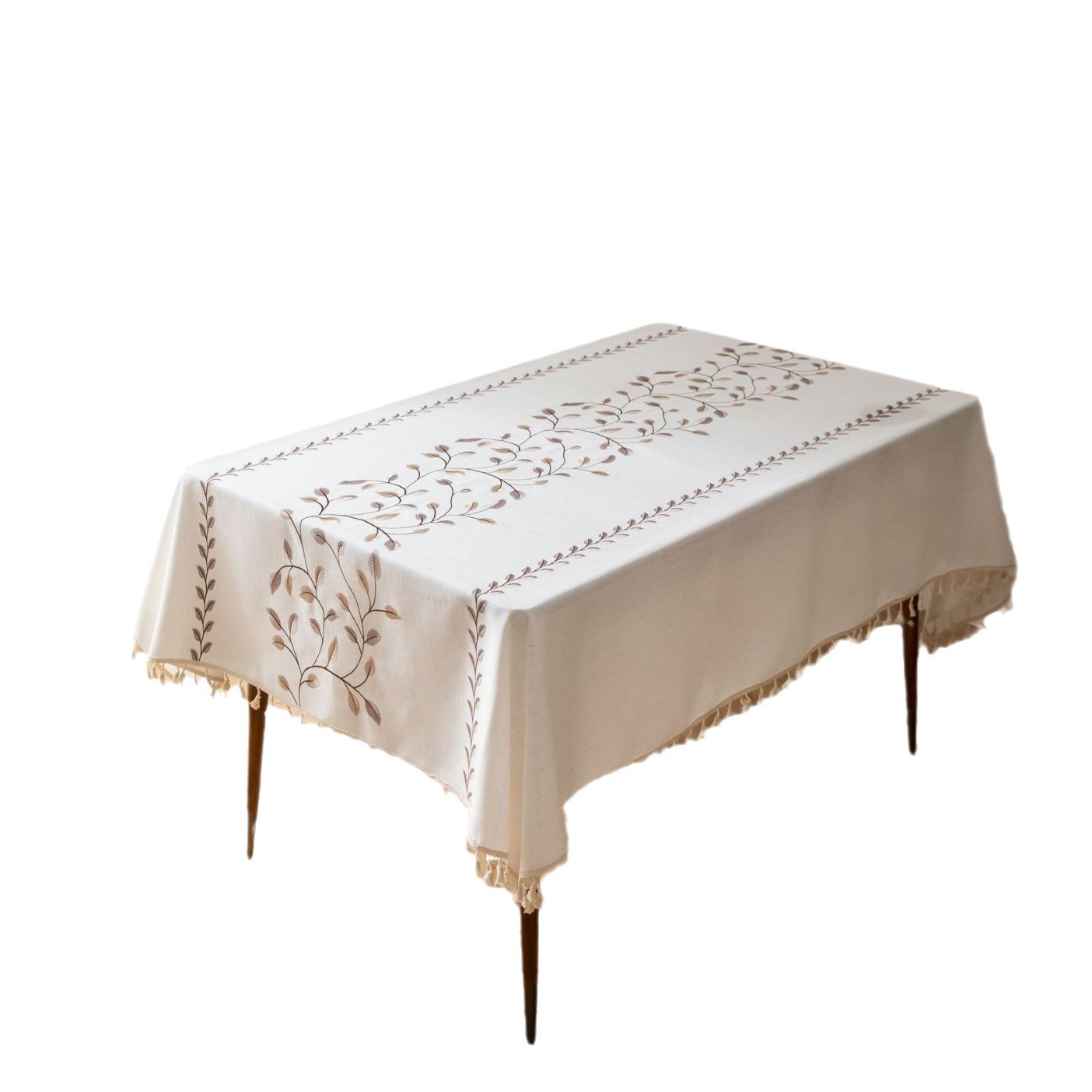Picture of Rectangular Dining Table Fabric European-style Simple Embroidered Tablecloth Cotton and Linen Artistic Courtyard Outdoor Dining Table Mat Dust-proof and Dirty-resistant