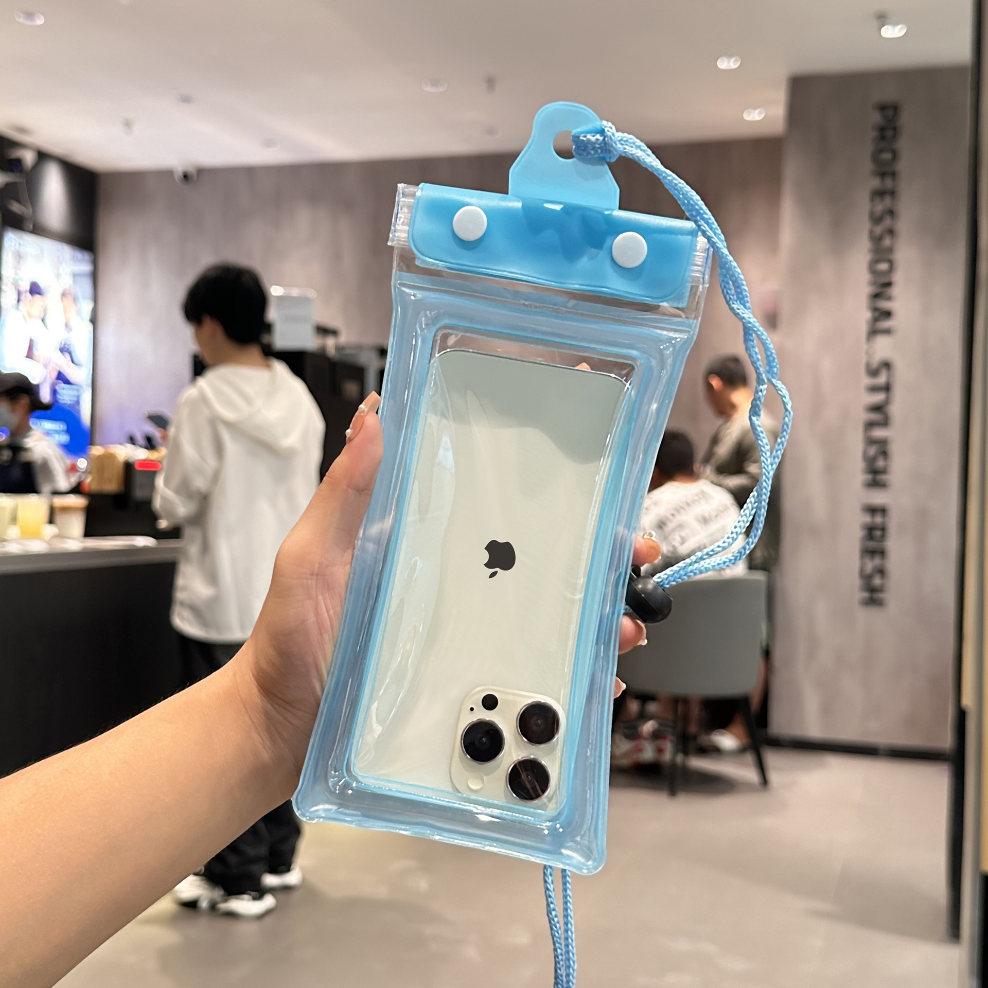 Picture of Cross-border Three Sealed Mobile Phone Waterproof Bag with Touch Screen, Swimming Air Bag, Rafting Halter, Waterproof Mobile Phone Case, Transparent