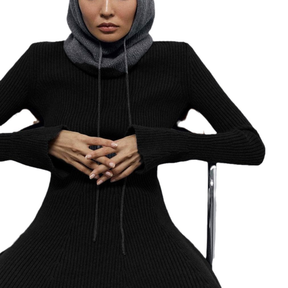 Picture of European and American Export 2024 Autumn and Winter Thick Turtleneck Sweater Knitted Petite Pullover Women's Sweater Dress Black Thick Style