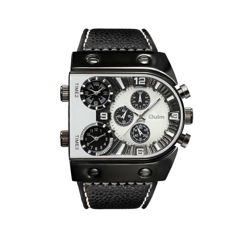 Picture of oulm large dial leather 9315 quartz watch three movement foreign trade hot luminous quartz watch factory wholesale