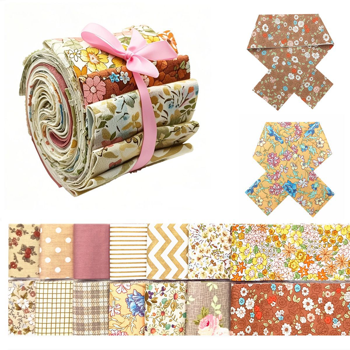 Cross-border new khachi cotton fabric jelly roll cotton small clear floral long quilted stitching process fabric