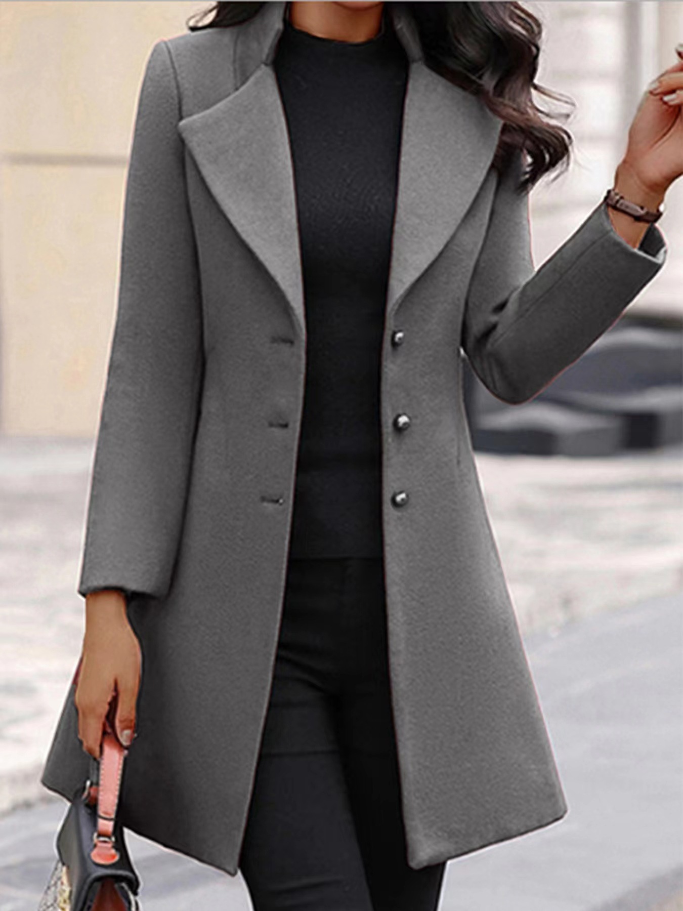 Picture of Cross-border Winter New Women's Coat Korean Slim-fit Mid-length Amazon European and American Women's Cross-border Woolen Coat