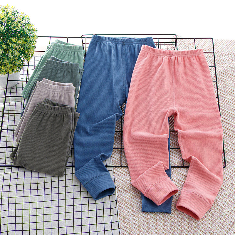 Children's Home Leggings Double-sided Sanding Soft Pajama Pants Solid Color Autumn and Winter Warm Velvet Pants