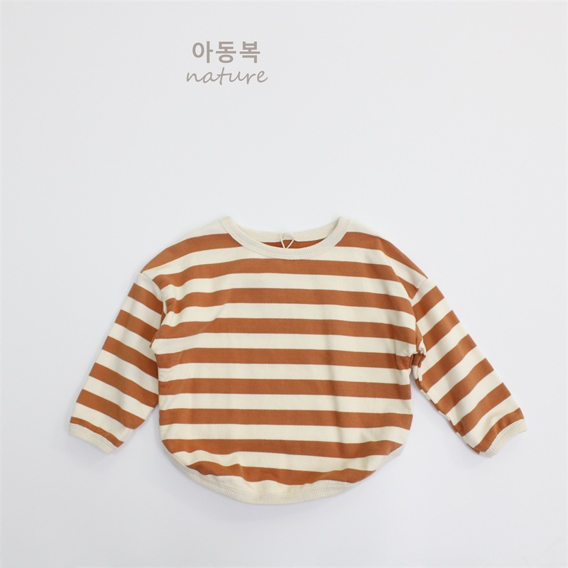Picture of 2025 New Children's T-shirt Spring Boys' Pullover Long Sleeve Korean Round Neck Striped Loose Girls' Top Category A