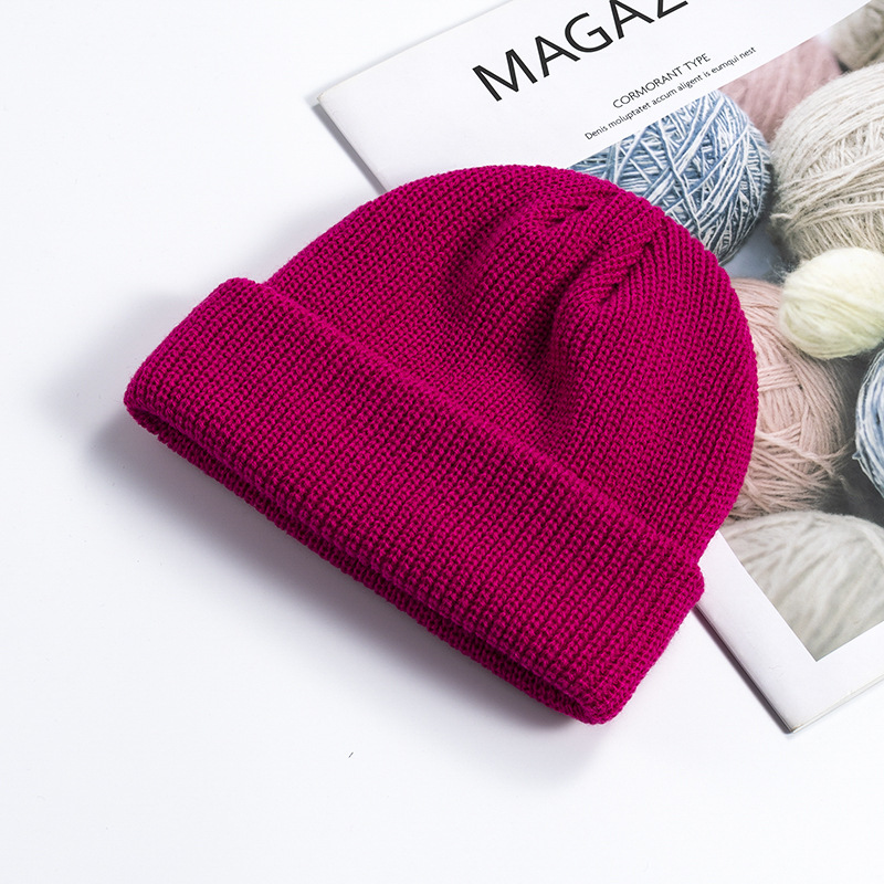 Picture of Melon Skin Hat Men's Korean Style Trendyy Autumn and Winter Woolen Hat Student Fashion Cuffed Yuppie Cold Hat Women's Brimless Knitted Hat