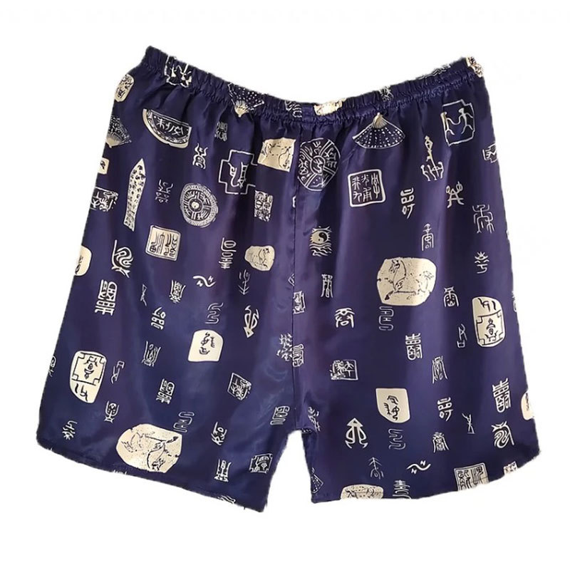 Ice Silk Pajama Pants for Summer Unisex Thin Outwear Printed Loose plus size Silk Shorts Home Shorts