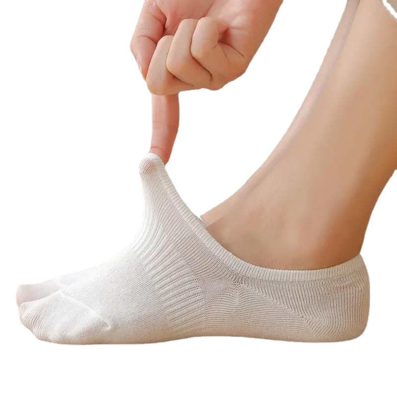 Socks Women's Summer Solid Color Shallow Socks Invisible Non-slip Silicone Women's Short Socks Spring and Autumn Trendy Sweat Absorbing Deodorant Boat Socks Women