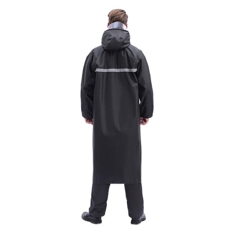 Reflective Raincoat Adult Long Windbreaker Construction Site Labor Protection Split Raincoat Explosion-proof Black Oxford Cloth One-part Raincoat