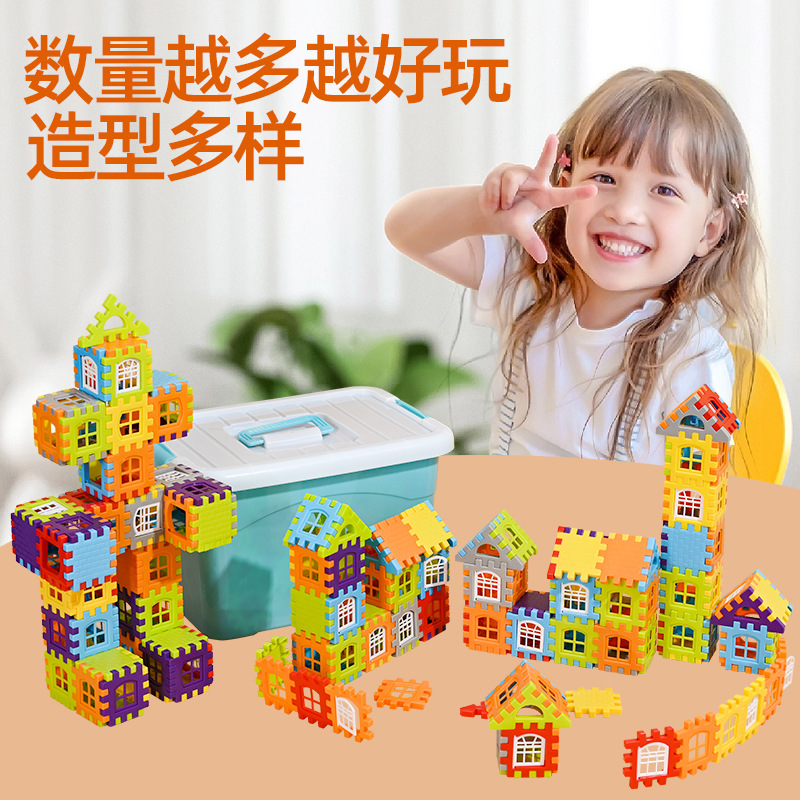 New children's educational plastic large house assembling open-door Villa assembling building blocks early childhood education toys