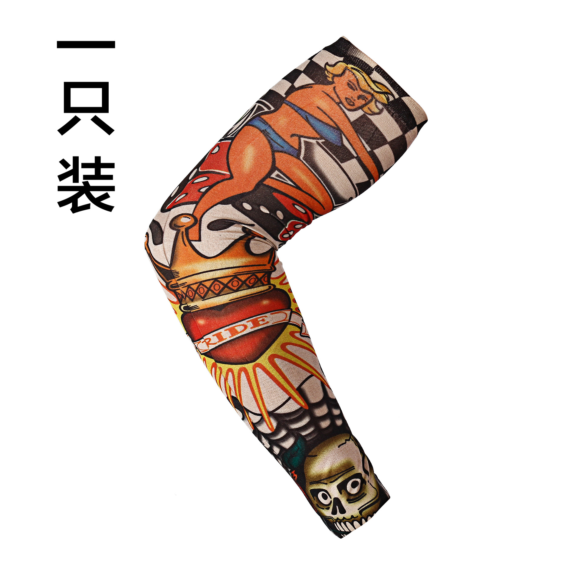 Picture of Flower Arm Tattoo Sleeve Seamless Outdoor Riding Tattoo Sunscreen Sleeve Riding Tattoo Sleeve Optional Color Cross Border