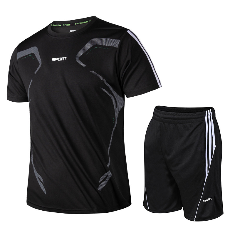 Sports suit Men's Summer Fitness Short-sleeved T-shirt Men's Quick-drying Clothes Running Loose Casual Sportswear plus size