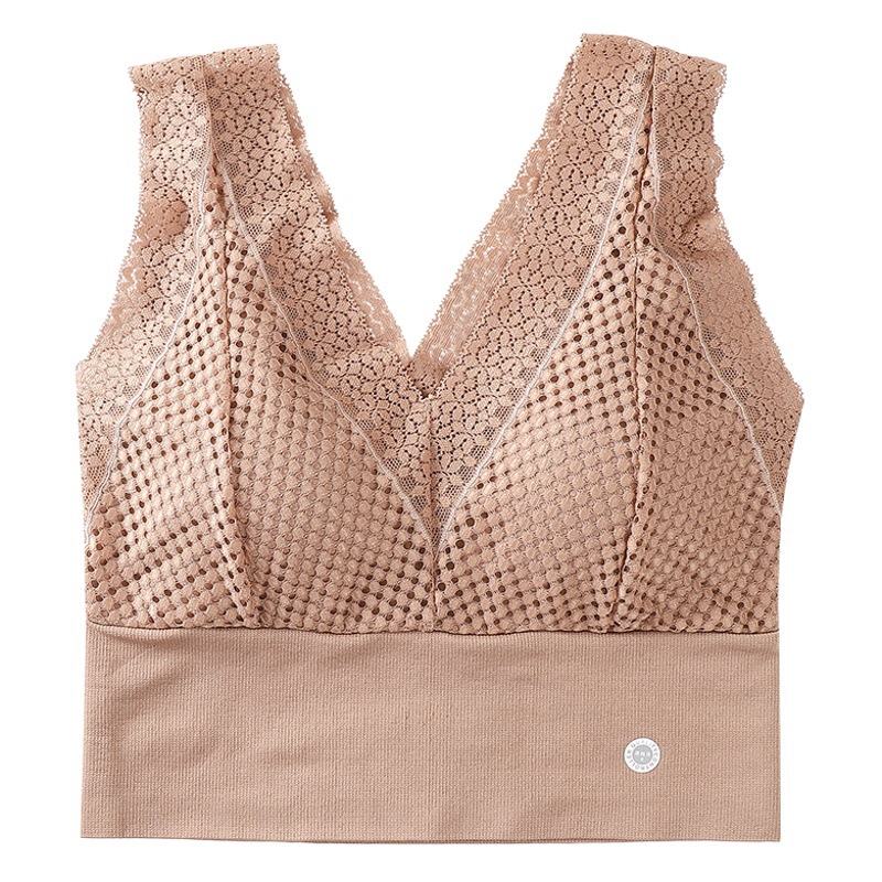 Women's Lace Back Tube Top V-shaped Sexy Sling Comfortable Skin-friendly Non-steel Ring Back Underwear Base Vest for Women